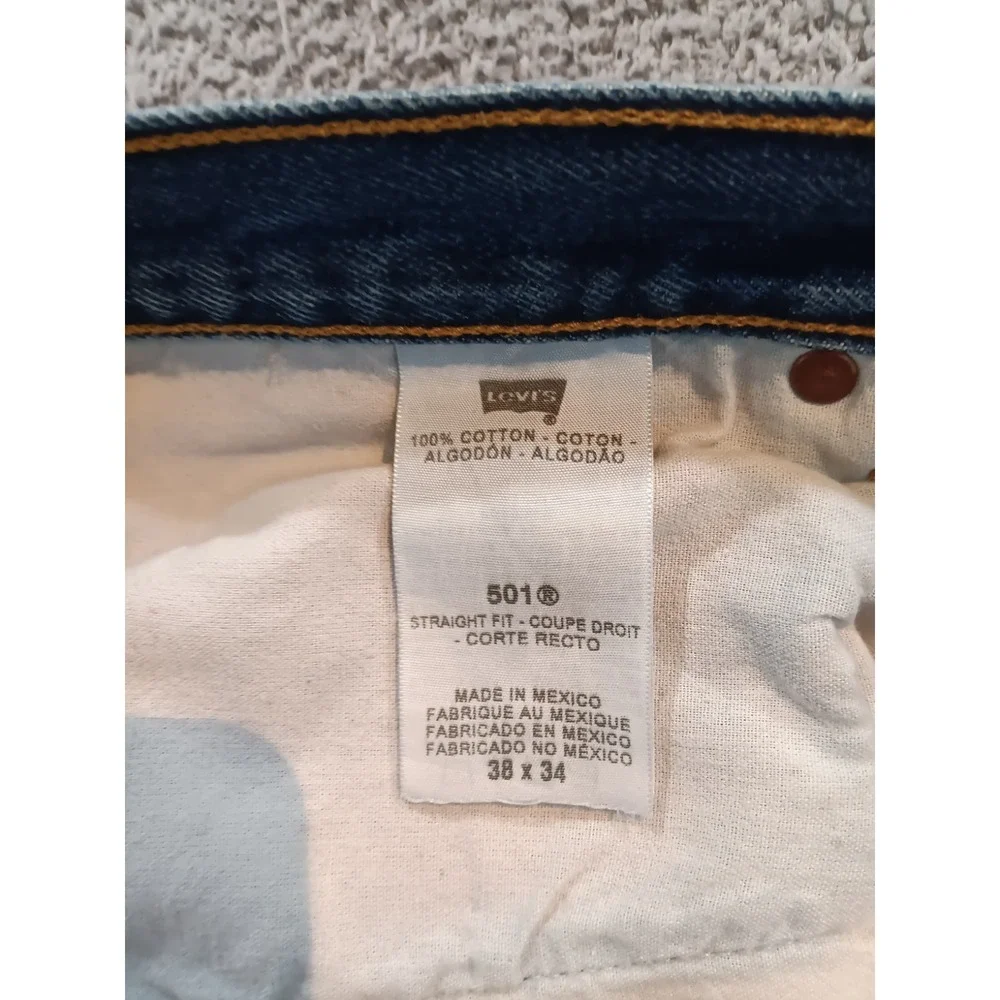 Levi's 501‎ Jeans 38x34 Men Blue Straight Fit Button Fly Denim Classic Mexico